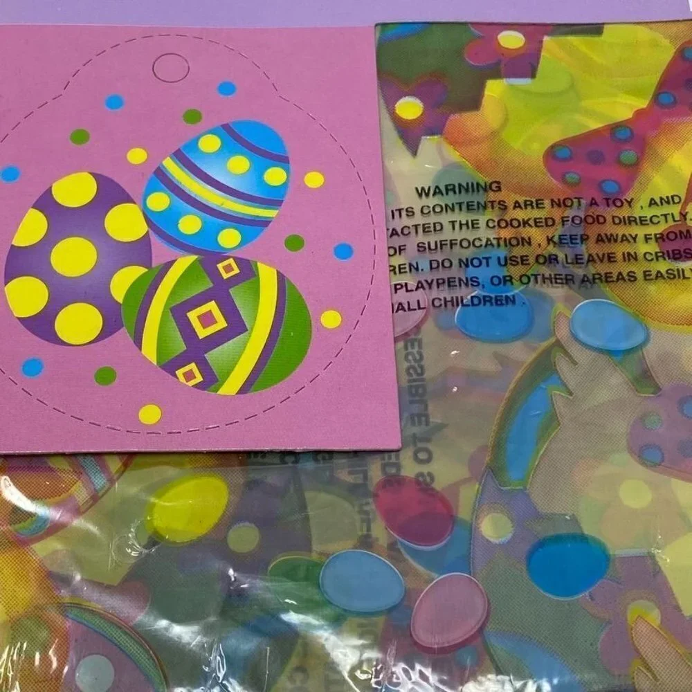 Vintage CVS Easter Basket Plastic Wrap Bags Gift Tags Presents